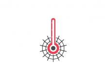 Logotipo de telaraña y termómetro