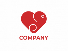 Logotipo de elefante y amor
