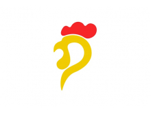 Logotipo de pollo con letra D
