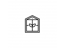 Logotipo con el concepto de una casa y hojas de té