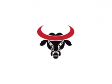Logotipo de cabeza de toro de cuerno rojo