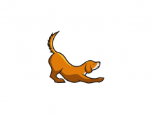 Logotipo de perro que se estira