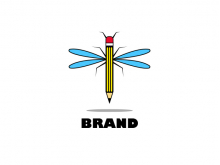 Amazing Pencil And Dragonfly Logo