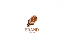 Logotipo de cohete con granos de café