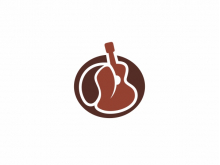 Coffee Bean And Guitar Logo
