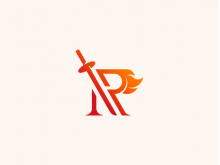 Letter R Flame Katana Logo
