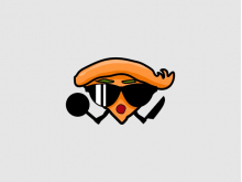 Simple Mascott Pizza Logo Wears Glasses