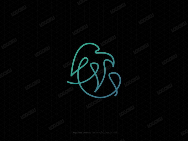Logo Bird Leaf Line Art