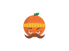 Naranja con el logotipo del bigote