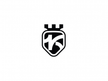 Logotipo de la letra K del escudo y la corona