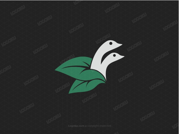 Logotipo de dos cisnes frescos