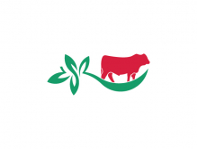 Logotipo de hoja y vaca