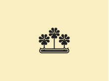 Logotipo de navegación en barco de flores