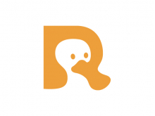 Logotipo de pato y letra R