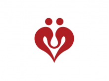 Logotipo del corazón y dos humanos