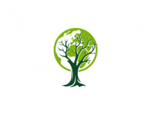 Árboles y el logotipo del mundo