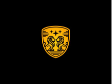 Logotipo de escudo de león gemelo