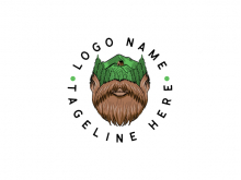 Un logotipo de barba gruesa para bienes raíces