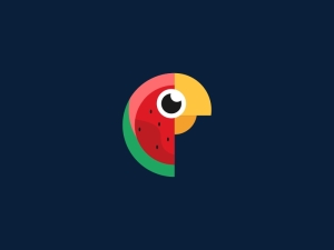 Wassermelonen-Papagei-Logo