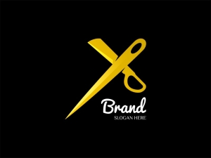 Letter X Scissor And Needle Logo