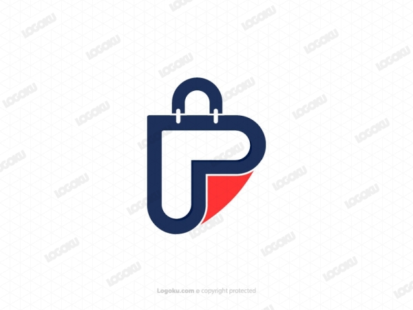 Folded Shopping Bag In P Letter Logo Design