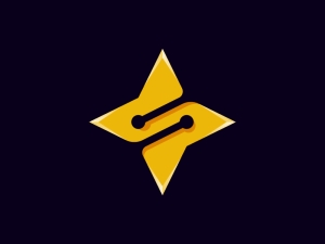 Letter S Star Technology Logo