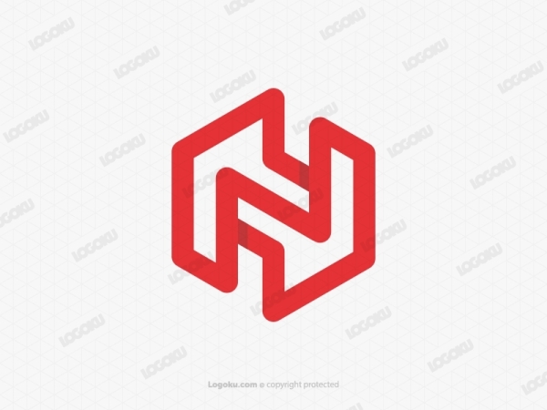 Letter N Hexagon Logo
