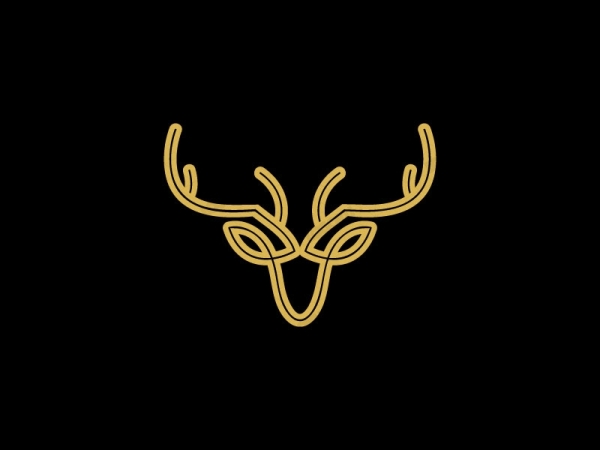 Logotipo De Estilo De Línea De Ciervo