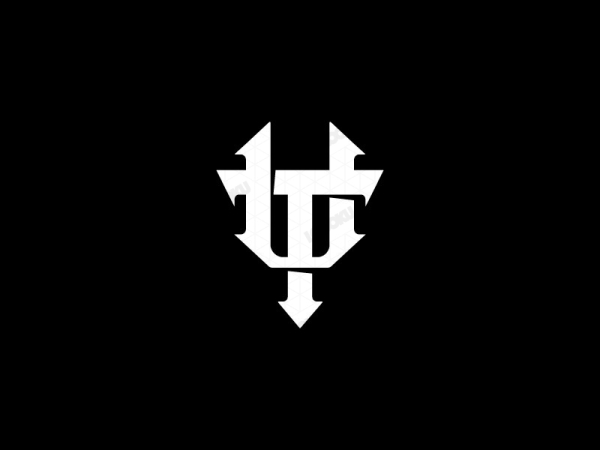 Weißes U- und T-Monogramm-Logo