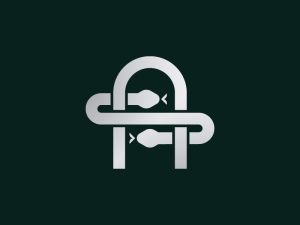 Letter A Twin Snake Logo