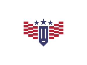Amerikanisches Flaggen-Bleistift-Logo