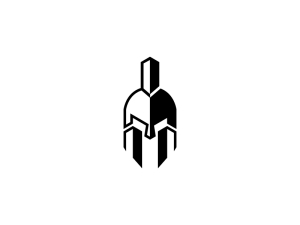 Schwarzes Spartan-Helm-Logo. Condo-Spartan-Logo