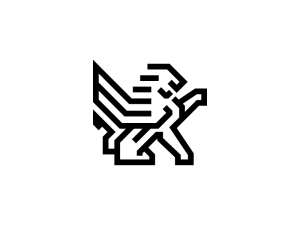 Logo des schwarzen geflügelten Löwen