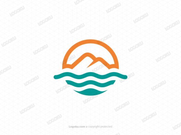 Logotipo Moderno De Montaña Y Mar