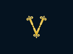 Goldenes V-Letter-Logo
