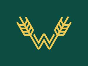 حرف W أو شعار Ww القمح
