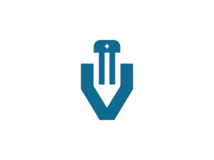 Letter V Pencil Logo