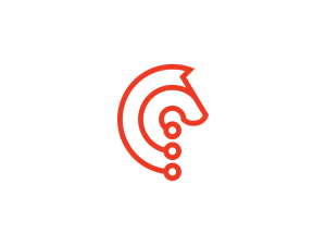 Logotipo Del Caballo Rojo Cibernético