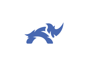 Logo Simple De Rhinocéros Bleu