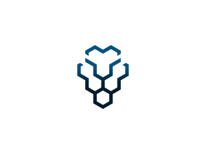 Lion Face Hexagon Logo