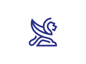Logo Lion Ailé Abstrait Bleu