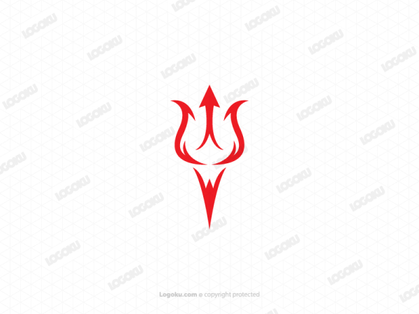 Logotipo De Poseidón Tridente Rojo