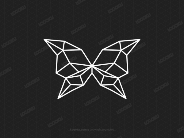 Logotipo De Arte Lineal Con Forma De Mariposa Geométrica