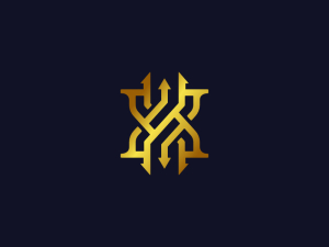 Buchstabe X Dreizack-Logo