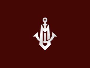 Logotipo De Ancla De Espada De Lujo