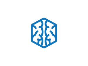 Psychische Gesundheit, blaues Gehirn-Logo