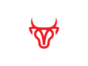 Logo Simple Tête De Taureau Rouge