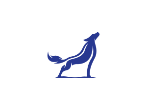 Logotipo Del Lobo Aullando Azul