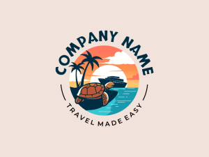 Emblem Logo With Beach Turtlecruise