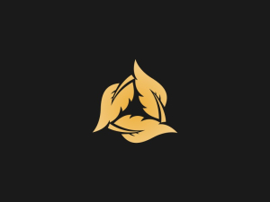 Logotipo De Hojas De Triángulo Dorado